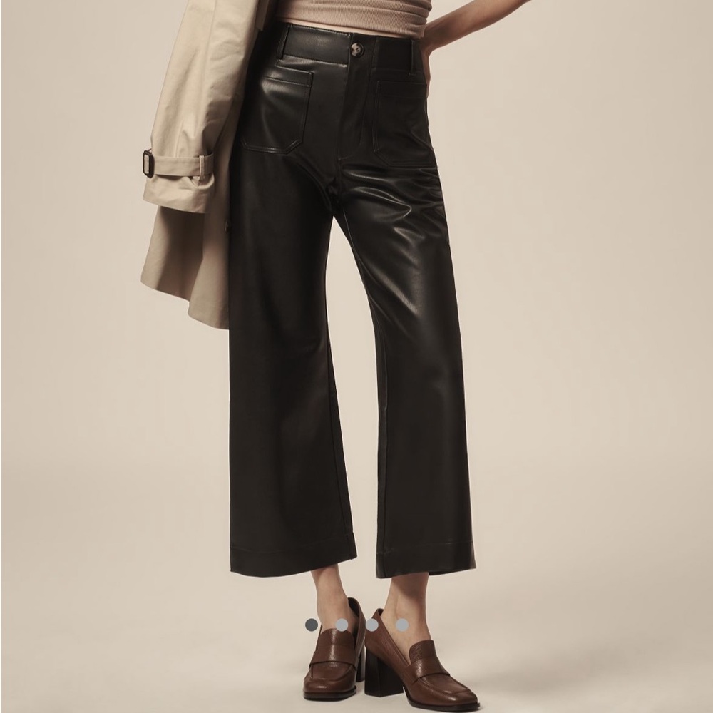 Anthropologie Maeve Colette Cropped Faux Leather Pants
